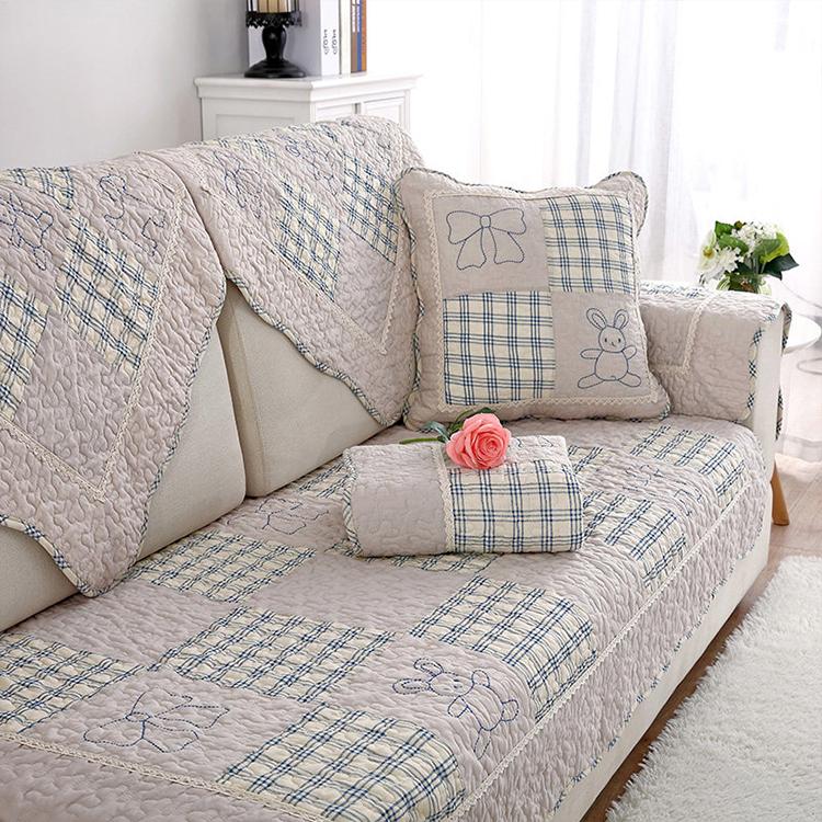 Vintage Patchwork Cotton Quilted Couch Cover — fabric, design and styling detail 029