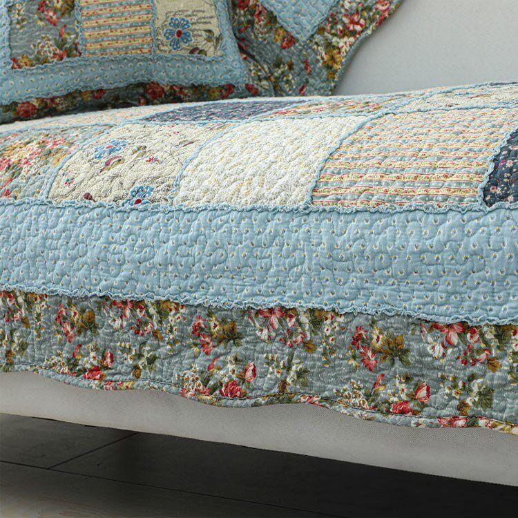 Vintage Patchwork Cotton Quilted Couch Cover — fabric, design and styling detail 032