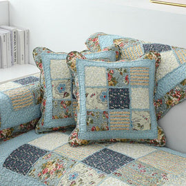 Vintage Patchwork Cotton Quilted Couch Cover — fabric, design and styling detail 034