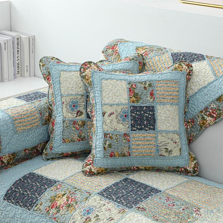 Vintage Patchwork Cotton Quilted Couch Cover — fabric, design and styling detail 034