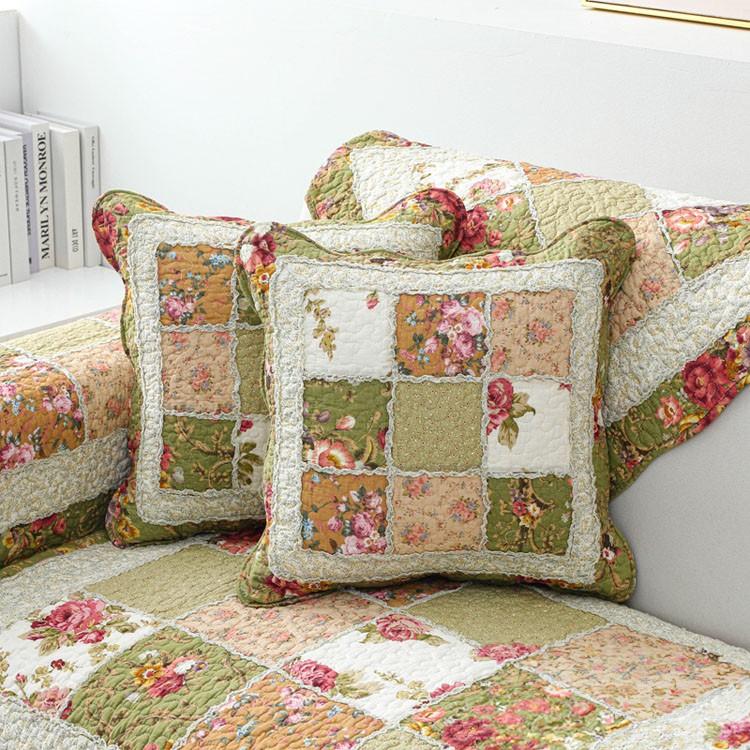Vintage Patchwork Cotton Quilted Couch Cover — fabric, design and styling detail 038