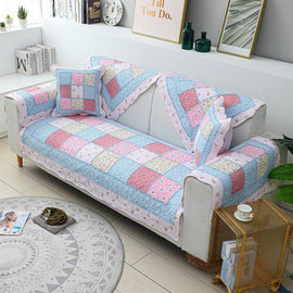 Vintage Patchwork Cotton Quilted Couch Cover — fabric, design and styling detail 041