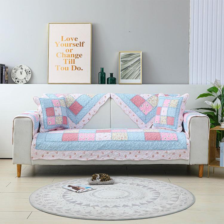 Vintage Patchwork Cotton Quilted Couch Cover — fabric, design and styling detail 042