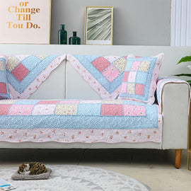 Vintage Patchwork Cotton Quilted Couch Cover — fabric, design and styling detail 044