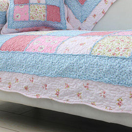 Vintage Patchwork Cotton Quilted Couch Cover — fabric, design and styling detail 045