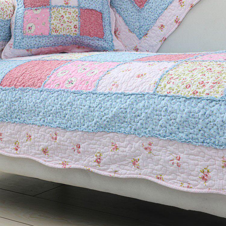 Vintage Patchwork Cotton Quilted Couch Cover — fabric, design and styling detail 045