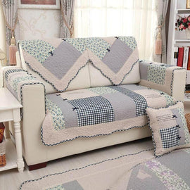 Vintage Patchwork Cotton Quilted Couch Cover — fabric, design and styling detail 046