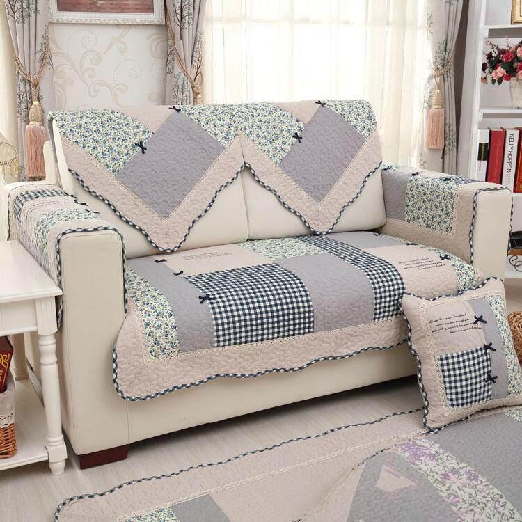 Vintage Patchwork Cotton Quilted Couch Cover — fabric, design and styling detail 046