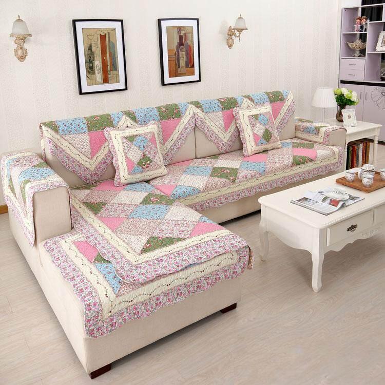 Vintage Patchwork Cotton Quilted Couch Cover — fabric, design and styling detail 051