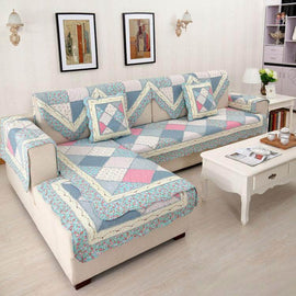 Vintage Patchwork Cotton Quilted Couch Cover — fabric, design and styling detail 055