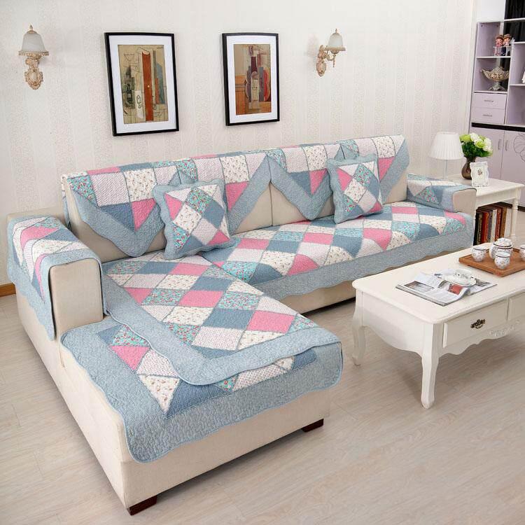 Vintage Patchwork Cotton Quilted Couch Cover — fabric, design and styling detail 059
