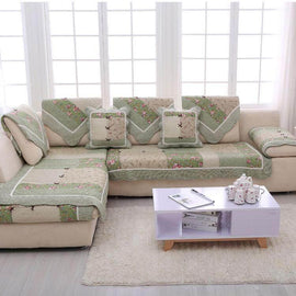 Vintage Patchwork Cotton Quilted Couch Cover — fabric, design and styling detail 076