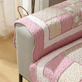 Vintage Patchwork Cotton Quilted Couch Cover — fabric, design and styling detail 084