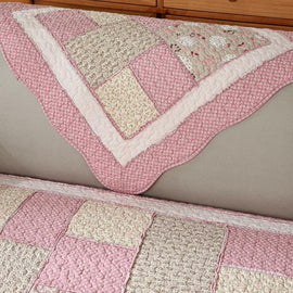 Vintage Patchwork Cotton Quilted Couch Cover — fabric, design and styling detail 085