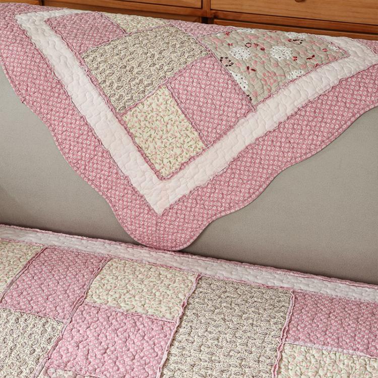 Vintage Patchwork Cotton Quilted Couch Cover — fabric, design and styling detail 085