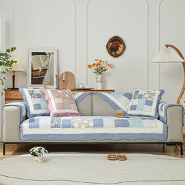 Vintage Patchwork Cotton Quilted Couch Cover — fabric, design and styling detail 088