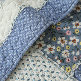 Vintage Patchwork Cotton Quilted Couch Cover — fabric, design and styling detail 089