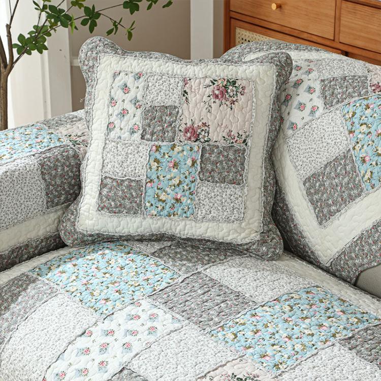 Vintage Patchwork Cotton Quilted Couch Cover — fabric, design and styling detail 094