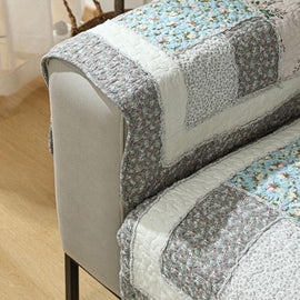 Vintage Patchwork Cotton Quilted Couch Cover — fabric, design and styling detail 095