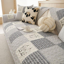 Vintage Patchwork Cotton Quilted Couch Cover — fabric, design and styling detail 098