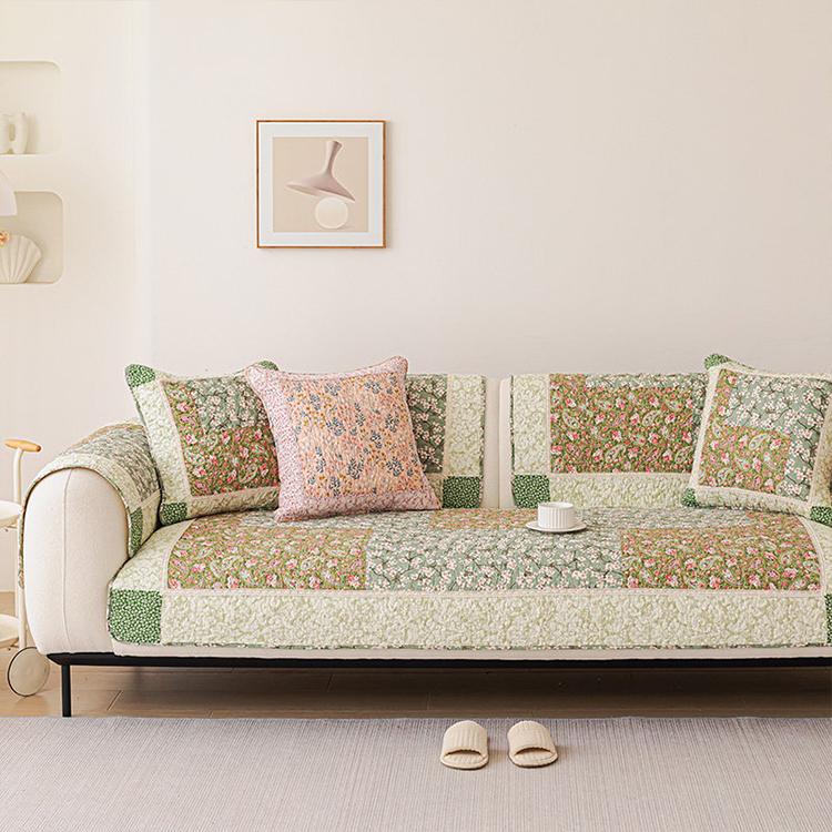 Vintage Patchwork Cotton Quilted Couch Cover — fabric, design and styling detail 117