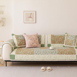 Vintage Patchwork Cotton Quilted Couch Cover — fabric, design and styling detail 117