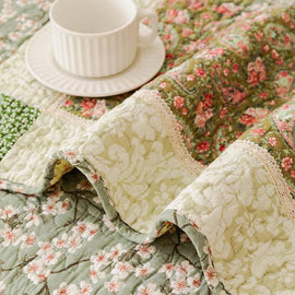 Vintage Patchwork Cotton Quilted Couch Cover — fabric, design and styling detail 121
