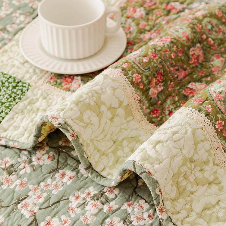 Vintage Patchwork Cotton Quilted Couch Cover — fabric, design and styling detail 121