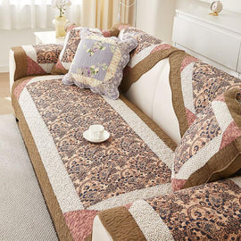 Vintage Patchwork Cotton Quilted Couch Cover — fabric, design and styling detail 124