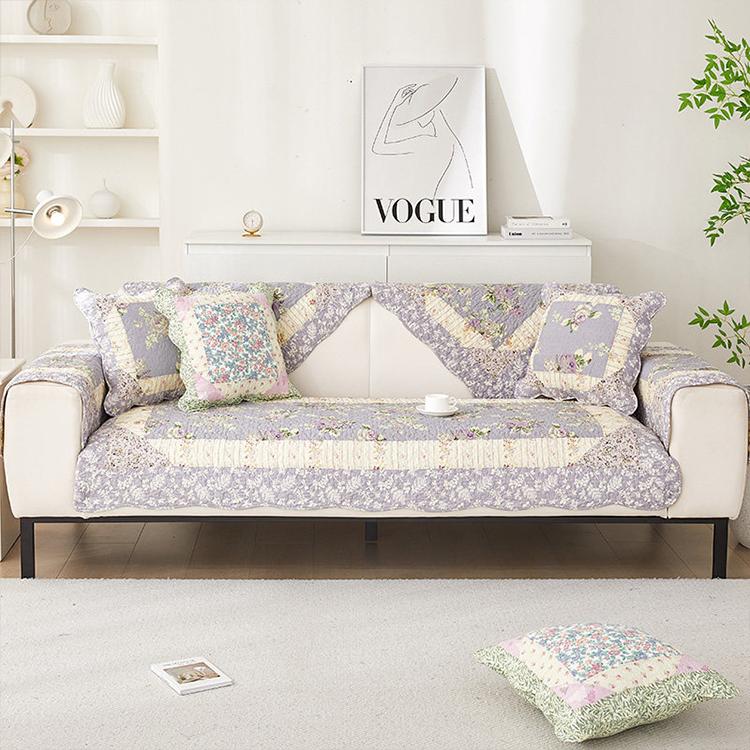Vintage Patchwork Cotton Quilted Couch Cover — fabric, design and styling detail 127