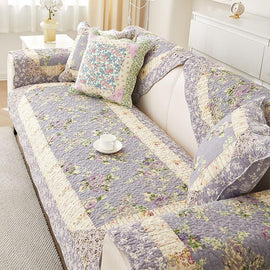 Vintage Patchwork Cotton Quilted Couch Cover — fabric, design and styling detail 128