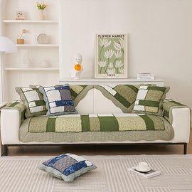 Vintage Patchwork Cotton Quilted Couch Cover — fabric, design and styling detail 147