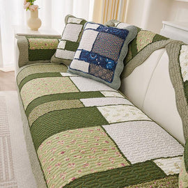 Vintage Patchwork Cotton Quilted Couch Cover — fabric, design and styling detail 148