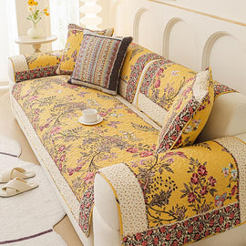 Vintage Patchwork Cotton Quilted Couch Cover — fabric, design and styling detail 158