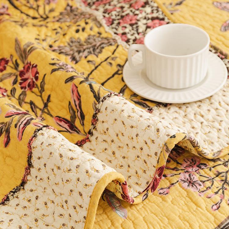 Vintage Patchwork Cotton Quilted Couch Cover — fabric, design and styling detail 160