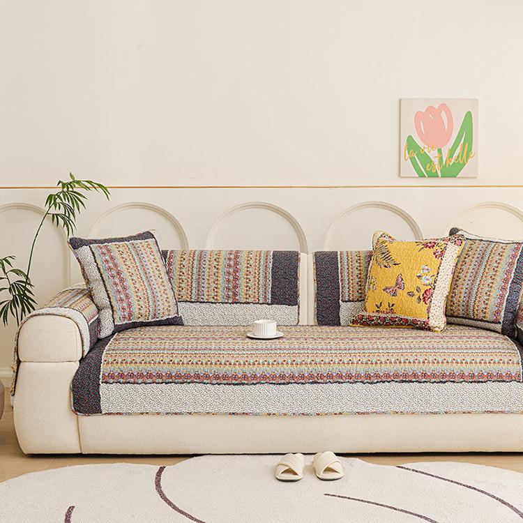 Classic Stripes couch cover — Vintage Patchwork Cotton Quilted Couch Cover