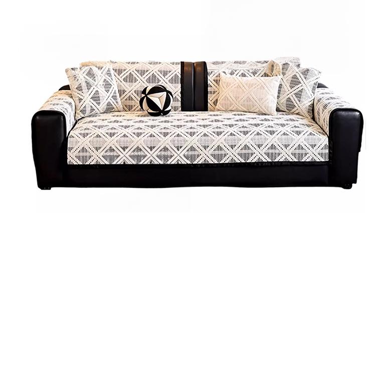 Front view of geometric sofa cover arrangement — gsft-9055