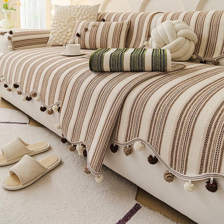Folded striped cover and sofa styling — gsft-9056