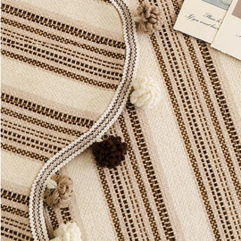 Pom-pom trim along the striped cover edge — gsft-9056
