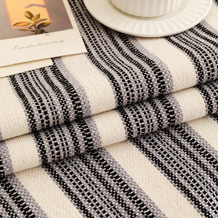 Gray and cream striped fabric close-up — gsft-9056