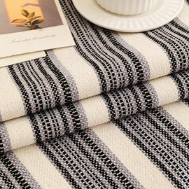 Gray and cream striped fabric close-up — gsft-9056