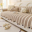 Pom-Pom Stripe — Brown Decorative Stripe & Scalloped Chenille Couch Cover