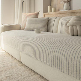 Gray pinstripe chenille sofa cover — gsft-9058
