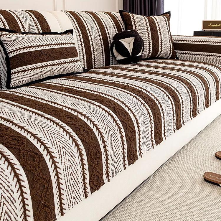 Dark brown herringbone chenille cover — gsft-9059
