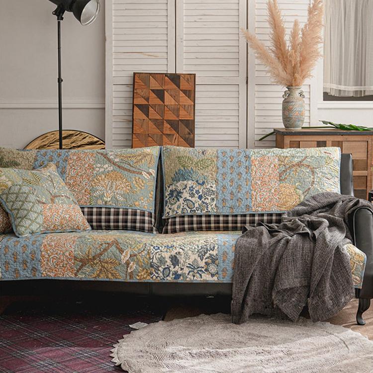 Vintage floral patchwork cotton sofa cover — gsft-9060