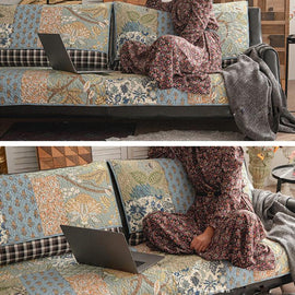 Floral patchwork sofa cover in everyday use — gsft-9060