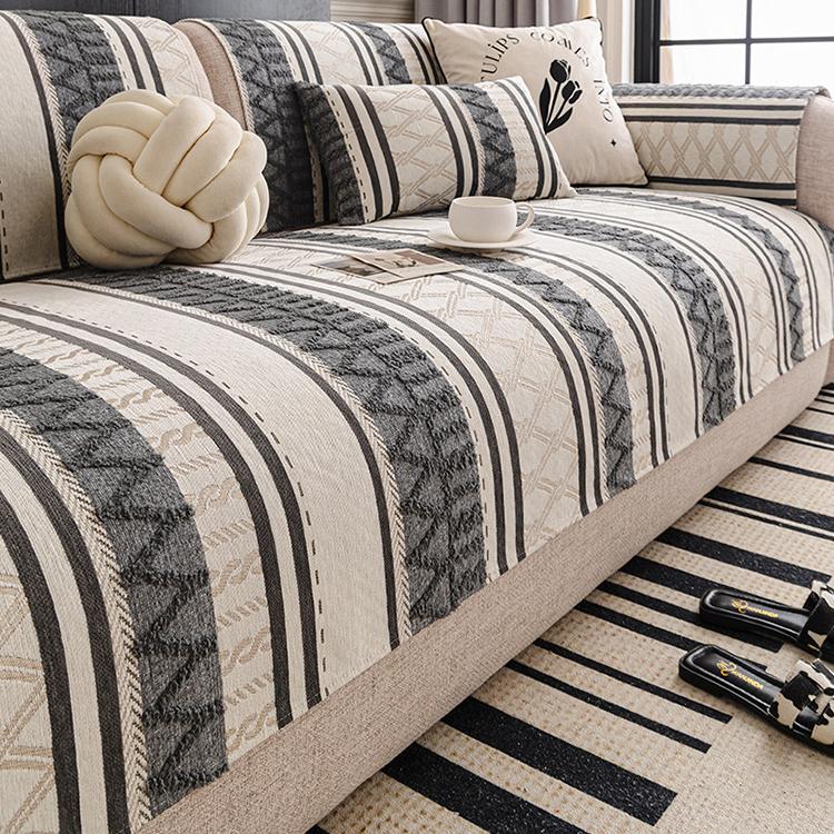 Tribal Geometric Stripe Chenille Sofa Cover gsft-9061 Imagen secundaria del producto