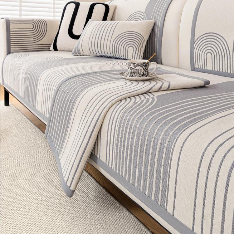 Arch pattern chenille cover on a sofa seat — gsft-9062