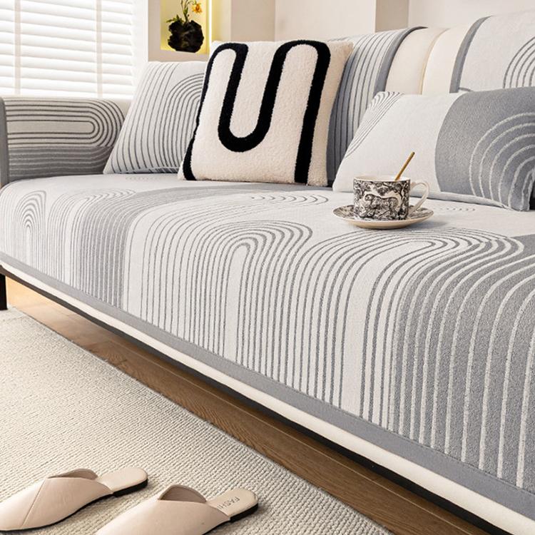 Light gray arch pattern chenille cover — gsft-9062