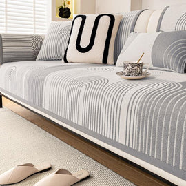 Light gray arch pattern chenille cover — gsft-9062